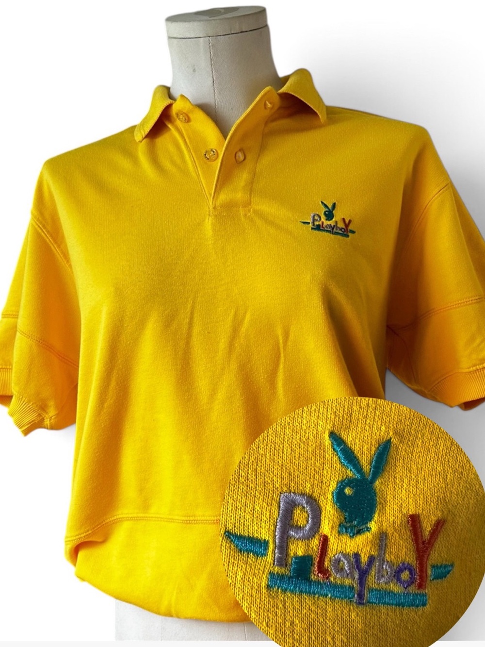 Vintage Playboy Unisex Yellow Polo Shirt with Embroidered Logo